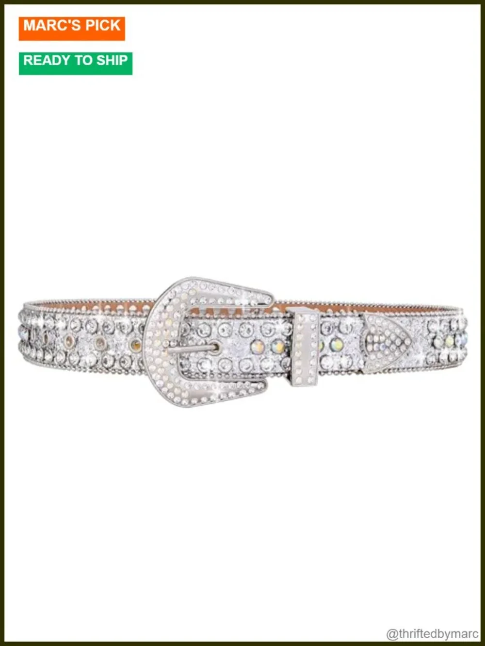 Studded Rhinestone Belt Faux Leather Bling Design Y2K Shiny Diamond Retro
